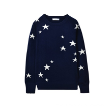 PK18A43HX 100% Cashmere Sweater Star Pattern Jacquard Crew Neck Sweater For Women